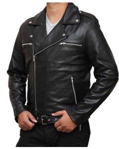 The Classic Fit Dean Black Handmade Motorcycle Leather Jacket - Celebrity's Casual Black Leather Jacket for Men
