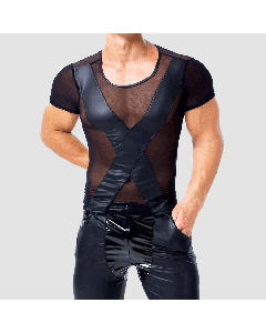 Men Faux Leather Under T Shirts