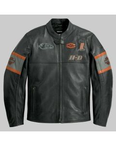 Cowhide Handmade H-D Raceway Eagle Leather Jacket with Vents