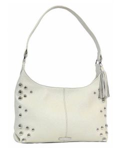 Harley-Davidson® Women's Heavy Metal Hobo Handbag | Cream | Dome Stud Embellishments - HM9903L-CREAM