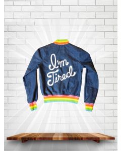 Rainbow Flag Gay Pride Taika Waititi I am Tired Denim Jacket
