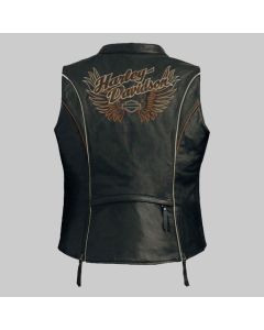 HARLEY DAVIDSON WOMEN'S JUNEAU EMBROIDERED LEATHER VEST