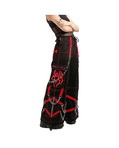 SPIDER PANTS ZIP OFF RED GOTHIC PUNK TROUSER TRIPP PANTS