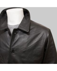 Black Leather Long Coat for Men - Real Leather Long Car Coat for Men