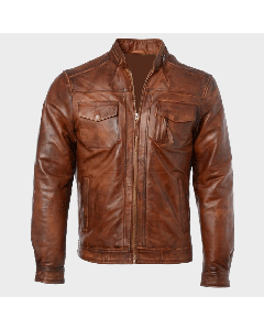 TAN EDINBURGH BROWN LEATHER JACKET