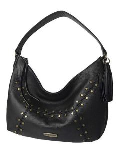 Harley-Davidson® Women's Midnight Rider Hobo Handbag | Antique Brass Flat-Head Studs - MD4905-BLK