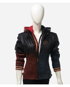 Suicide Squad Famous Daddy's Lil Monster Harley Quin Cosplay Leather Jacket for Women