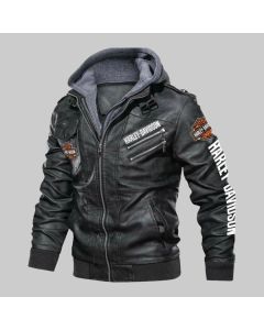 Harley Davidson Motorcycle Leather Jacket -Men's Black Hooded Leather in 2022/Genuine Leather Jacket Is a Perfect Gift for Any Special Person