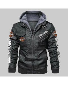 Harley Davidson Motorcycle Leather Jacket -Men's Black Hooded Leather in 2022/Genuine Leather Jacket Is a Perfect Gift for Any Special Person