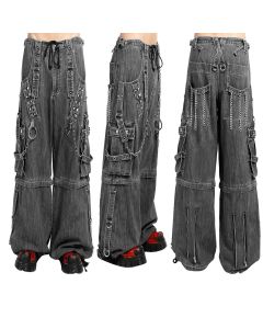 Wide Legs Denim Cargo Pant, Goth Pants Black Denim, Rave pants, Goth pants, Gothic Jeans