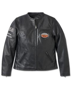 Women's 120th Anniversary Cafe Racer Leather Jacket - Black