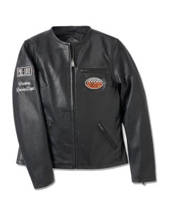 Women's 120th Anniversary Cafe Racer Leather Jacket - Black