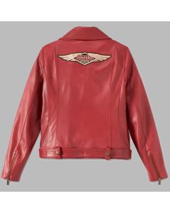 Women's 120th Anniversary D-Pocket Biker Leather Jacket - Merlot