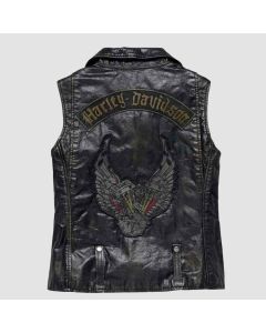 Women Swingarm Harley Davidson Leather Biker Vest  Back