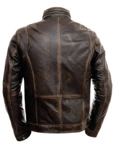 Mens Distressed Motorcycle Leather Jacket - Double Pocket Handmade Brown Leather Jacket For Men
