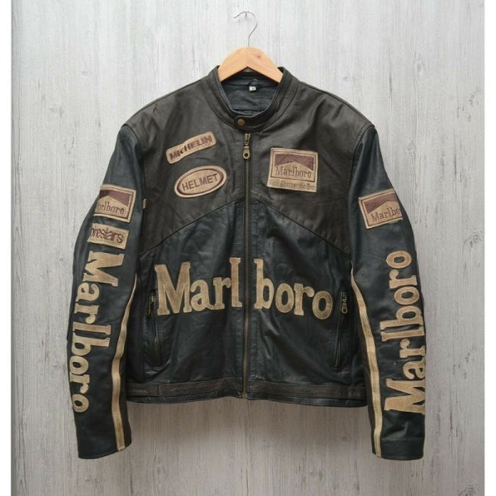 New Marlboro Leather Jacket Vintage Racing Rare Motorcycle Biker 