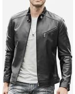 BLACK LEATHER FASHION JACKET