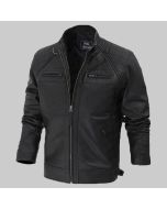 Mens Motorcycle Handmade Black Biker Leather Jacket - Motorcycle Black Leather Jacket for Men