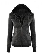 WOMEN’S BLACK FITTED BOMBER LEATHER JACKET