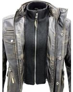 MEN BLACK VINTAGE BRANDO LEATHER MOTO JACKET

