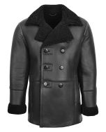 Mens Shearling Double Breasted Leather Jacket
