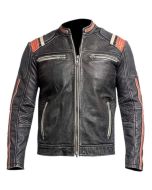 Distressed Motorcycle Jacket - Handmade Vintage Retro Biker Leather Jacket for Men

