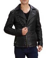 MEN’S STUDDED MOTORCYCLE LEATHER JACKET
