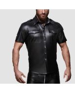 Mens Leather Buttoned Up Shirt