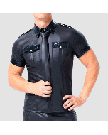 Collar Black Leather Shirt