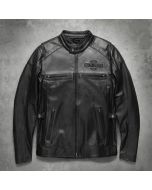 Mens Motorcycle Passing Link Dual Vent Handmade Cowhide Leather Jacket
