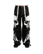 White Tripp Pants Cargo With Chains  Black And White Gothic Cargo Unisex Pant