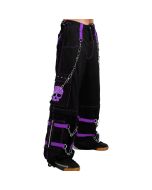 Gothic Cyber Jeans with Punk Rock Edge – Black & Purple Statement Trousers for Men