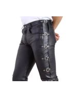 Men's Leather Pants, Buckle Pants for Men, Party Pant, Casual Wear Leather Pants. Leather trouser for boys| Personalized Gift For Man's
