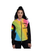 Unisex LGBTQ Pride Jacket, Love is Love Jacket, Rainbow Bomber Jacket, Cute Pride gift, Gift for Pride Month