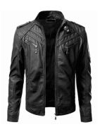 Men's Slim fit Biker's Black Leather Jacket - Handmade Casual Lambskin Leather Black Jacket
