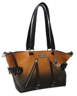 Harley-Davidson® Women's Ombré Satchel Handbag | Orange-Into-Black | Two Shoulder Strap Options - OL1402L-ORGBLK