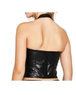 Soft Genuine Lambskin Leather Lace Up in frount | Personlized Gift for Women's | Blcak leather vest for women's
