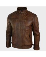 MEN BROWN FASHION LEATHER JACKET
