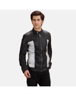 SHAPRON STUDDED LEATHER BIKER JACKET
