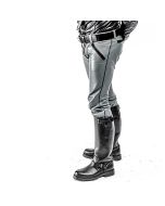 Men Leather PANT zipper 2-way military uniform design in grey