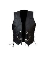 Men's Genuine Leather Vest Black Motorcycle Biker Zipper Concho Chain Vests. Personilized Gift for men's. Party vest for men's