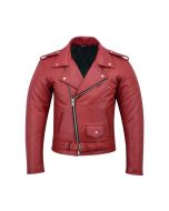Perfecto Marlo Brando Leather Motorcycle Jacket for Men Cowhide - Red and Black Leather Jacket for Men's. Personlized Gift for Men's
