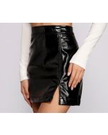 PATENT FAUX LEATHER MINI SKIRT