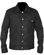 John Dutton Rip Wheeler Jacket Men's Handmade Cotton Jacket - Famous Series Cole Hauser Black Trucker Jacket

