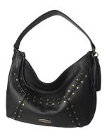 Harley-Davidson® Women's Midnight Rider Hobo Handbag | Antique Brass Flat-Head Studs - MD4905-BLK