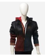 Suicide Squad Famous Daddy's Lil Monster Harley Quin Cosplay Leather Jacket for Women