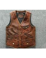Mens Tan Brown Biker Vintage Bomber Motorcycle Distress Real Leather Jacket Vest - HANDMADE Leather Vest | Gift for Men's, Personlized Gift