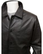 Black Blazer Leather Sports Coat for Men - Real Leather Blazer Coat for Men in Black
