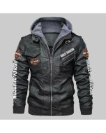 Harley Davidson Motorcycle Leather Jacket -Men's Black Hooded Leather in 2022/Genuine Leather Jacket Is a Perfect Gift for Any Special Person