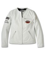 Women's 120th Anniversary Cafe Racer Leather Jacket - Bright White